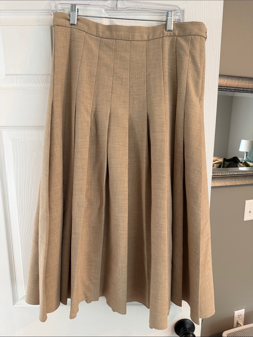 Aritzia Tan Pleated Circle Skirt
